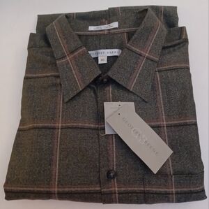 GEOFFREY BEENE Men's Green Plaid Button Down Long Sleeve Shirt. XXL